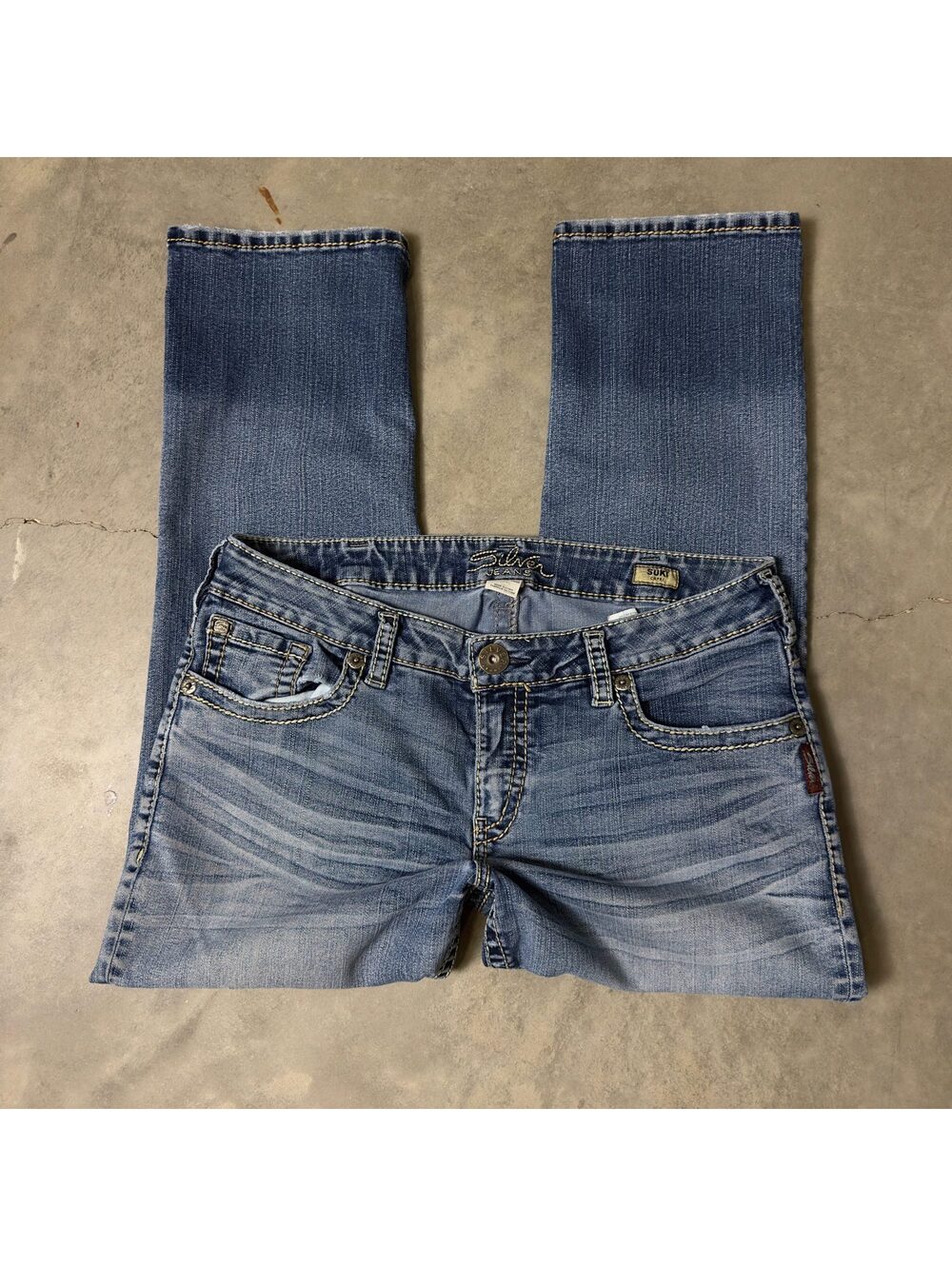 Silver Jeans Suki Capri Womens 14 Light Wash Denim